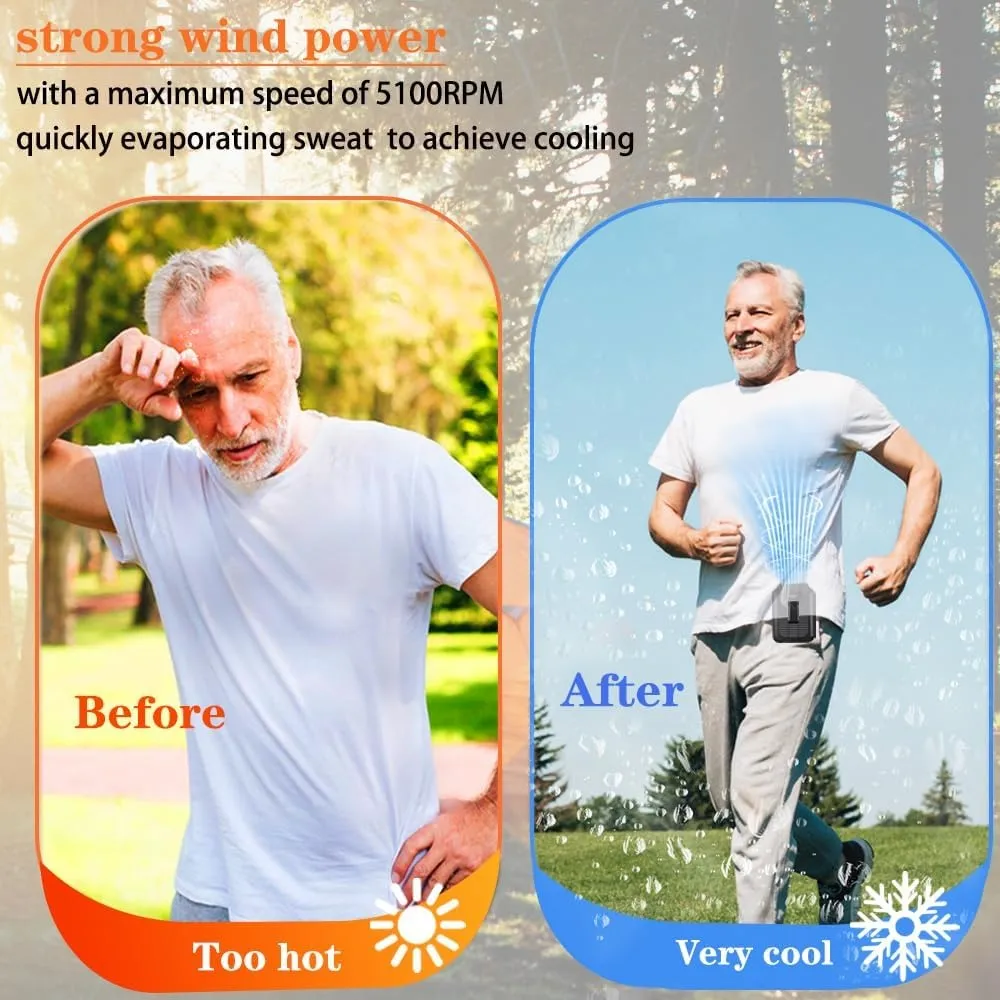 20000mAh Portable Waist Fan | Hanging Neck Fan | Strong Wind | Power Bank & LED Light | Outdoor Sports & Work