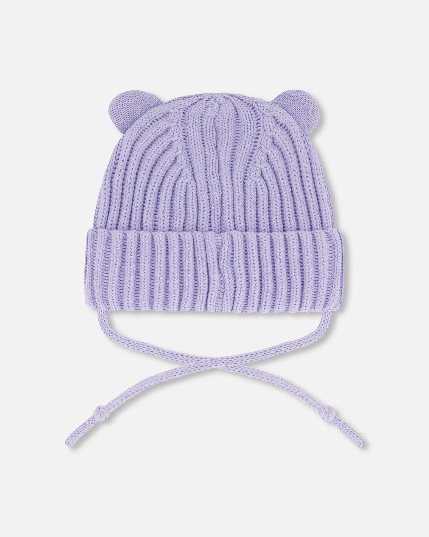 Baby Knit Hat With Strings Lilac