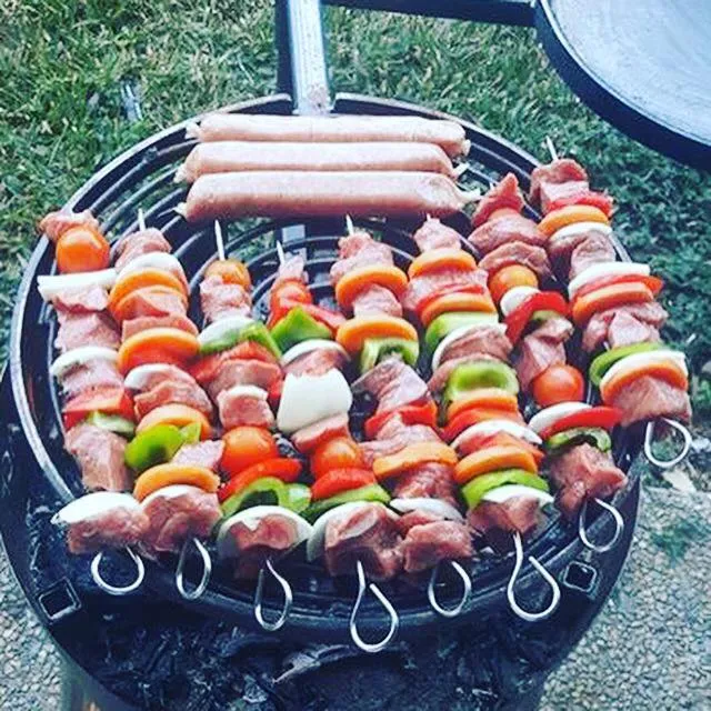 Camping Fire Pit with Swinging Hot Plate & Grill