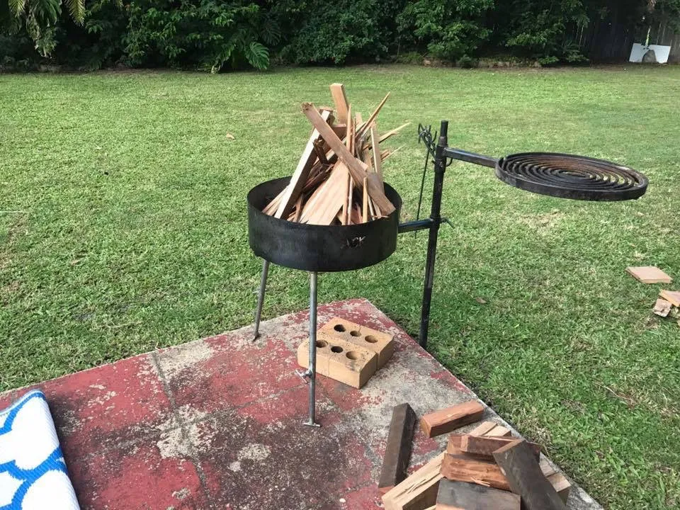 Camping Fire Pit with Swinging Hot Plate & Grill