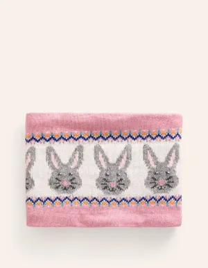 Fair Isle Knitted Snood-Vintage Pink Bunnies