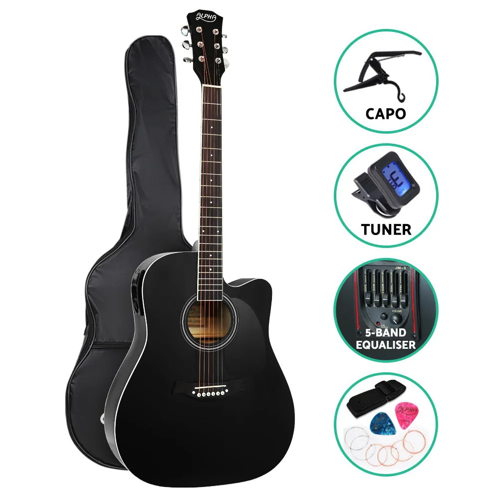 Professional 41" Cutaway Acoustic-Electric Guitar w/ EQ & Stand - Alpha